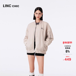 LINC金羽杰短款轻薄羽绒服女春新款飞行员夹克羽绒外套Y23302319