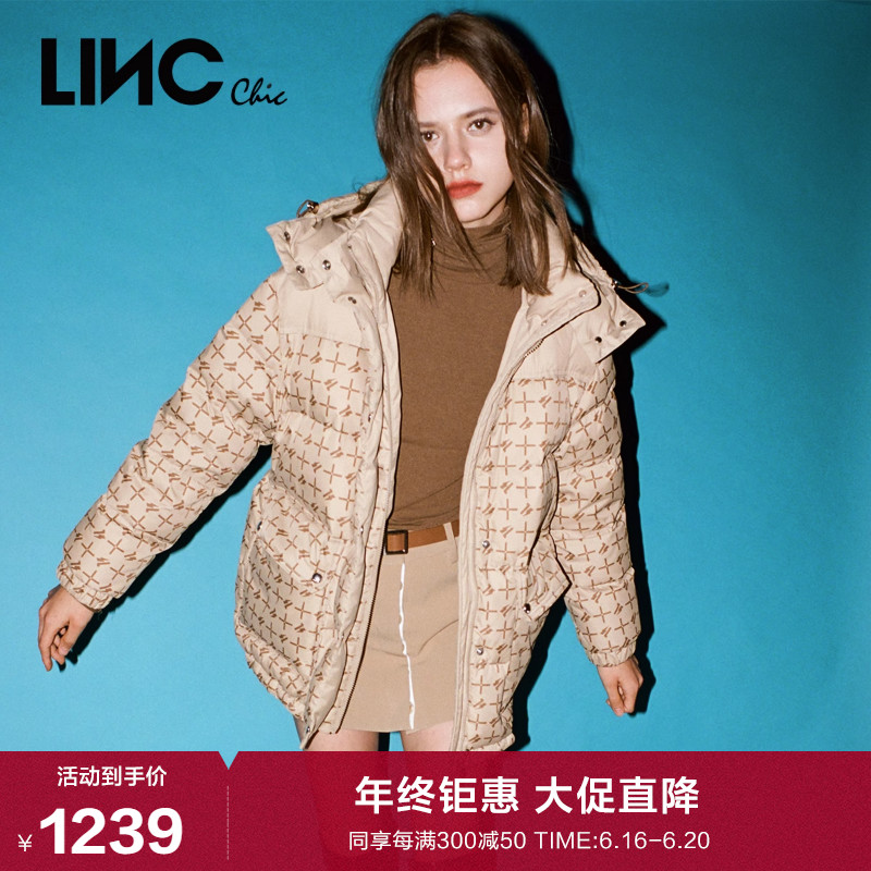 LINC金羽杰羽绒服女款2022年新款复古短款羽绒服冬季女Y22802285