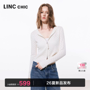连帽针织开衫 修身 女S261CR038Y 新品 LINCCHIC金羽杰2026年年春季