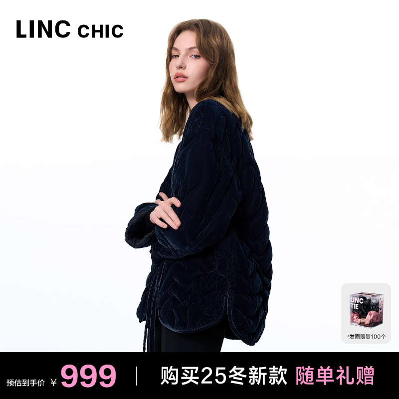 轻奢丝绒感羽绒外套潮流奶奶衫