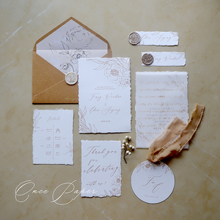 ins风网红请柬定制奶茶棕请帖奶咖色喜帖 伴手礼感谢卡婚礼流程卡