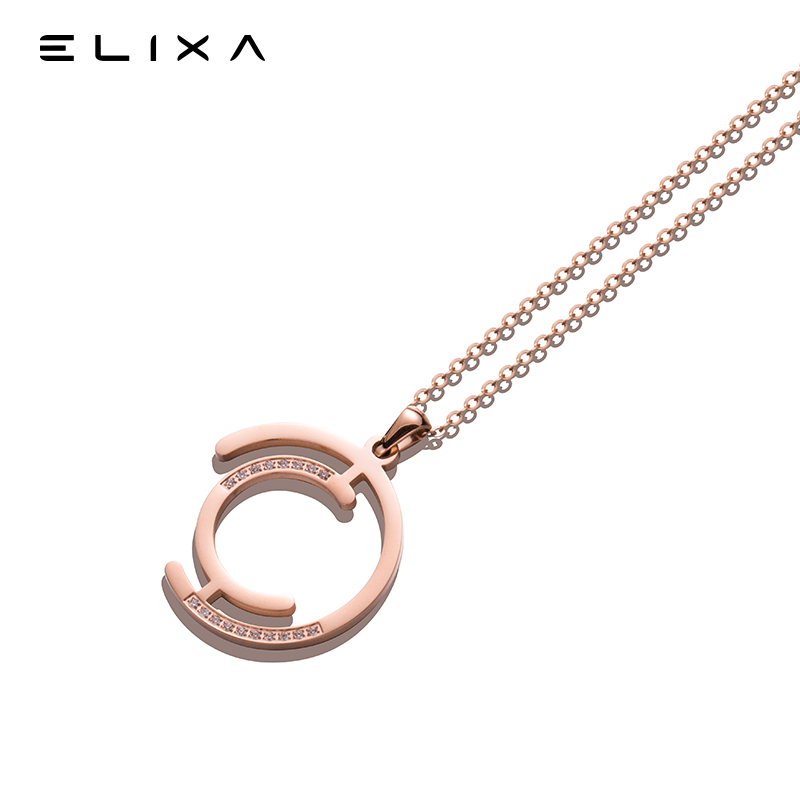 elixa玫瑰金小众设计女毛衣链