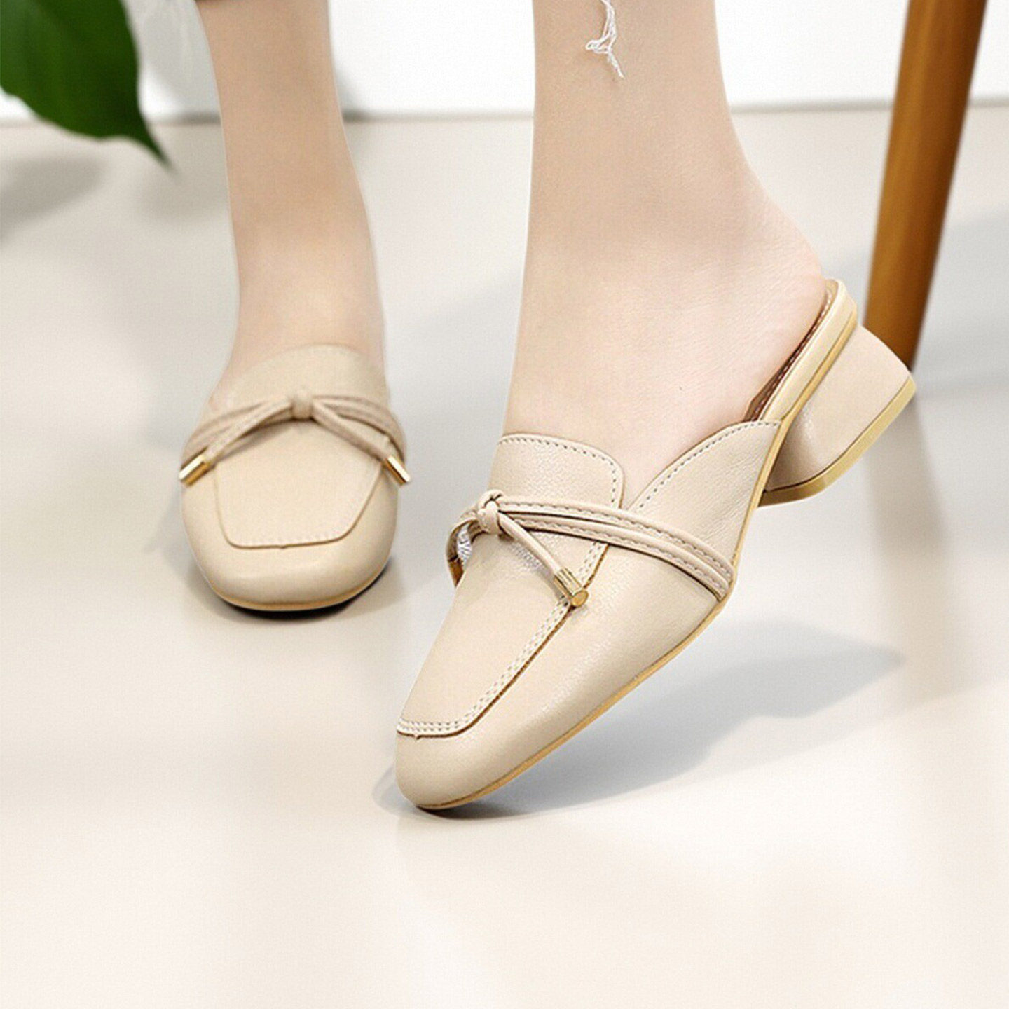 网红小码穆勒鞋女外穿包头半拖鞋2026春季新款粗跟百搭低跟懒人鞋,女鞋,包头拖,淘宝优惠券,粉丝福利购,淘宝优惠卷