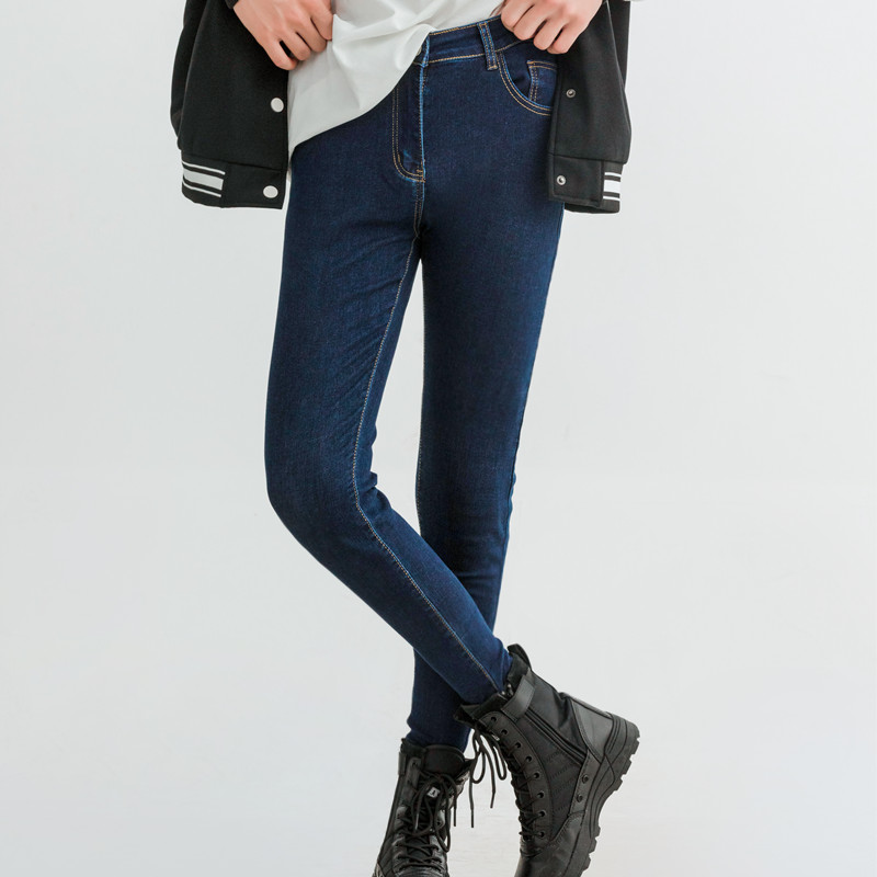 深蓝色百搭小脚牛仔裤休闲新款男潮牌高端紧身裤男生小腿修身长裤