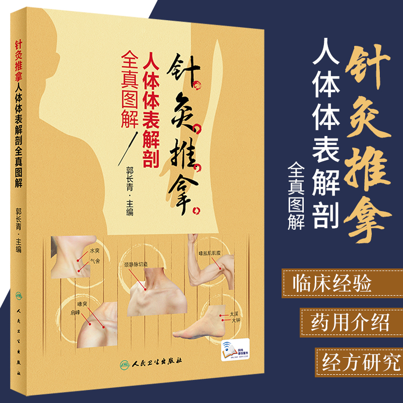 针灸推拿人体体表解剖全真图解 郭长青 主编 人体表面解剖学实用医学结构运动解剖功能系统列车奈特解刨断层基础彩色图谱全书体表