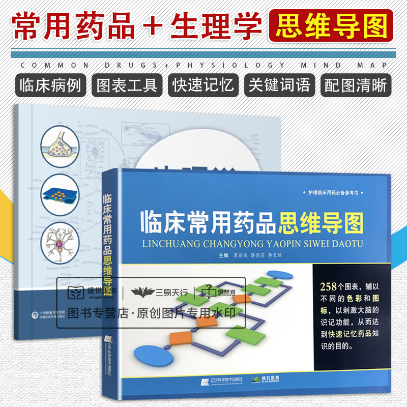 【全2册】生理学思维导图+临床常用药品思维导图 两本套装 本书适合医药院校本科 高职各层次和专业学习生理学课程学生使用