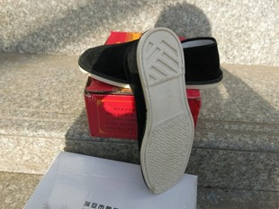 现货老北京红底布鞋塑料底灯芯绒条绒大红片懒鞋棕色底子鞋白底鞋