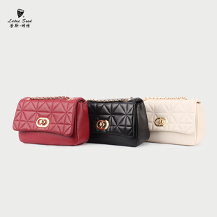 劳斯帅特牛皮时尚女包2025新款菱格链条柔软单肩包小众设计斜挎包