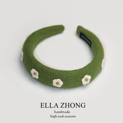 显白牛油果绿色发箍复古港风ins