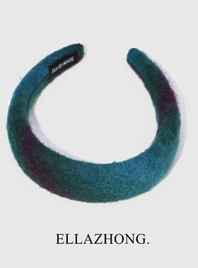 彩虹渐变~孔绿色羊毛发箍气质头箍发卡简约海绵全包韩国发饰头饰