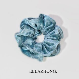 蓝色丝绒 春夏盐系大肠发圈韩系发饰头饰低丸子头盘发绳简约百搭
