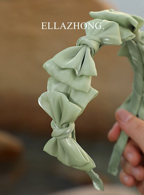 薄荷曼波~发箍头箍显脸小清新超仙蝴蝶结甜美发卡多巴胺绿色发饰