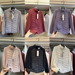 2025新女士槿谷羊毛夹层内胆立领拼接棉服外套lu同款 保暖上衣内搭