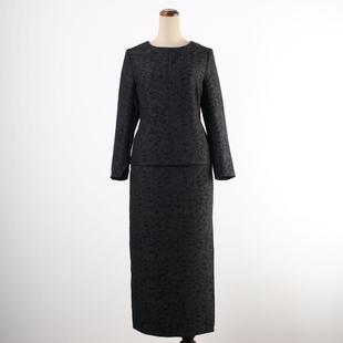 沐。兰梭织修身提花时尚套装裙女2件套2025秋季新款黑色S小码沐1