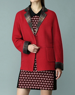 菲ND家F专柜正品羊毛宽松呢大衣F20ND5141W红灰驼黑色格子女 NJX