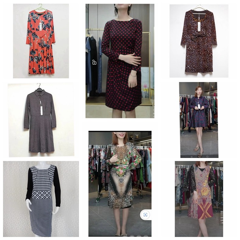 长袖针织梭织40码连衣裙印花女精品包臀裙中长款2024春秋沐*兰