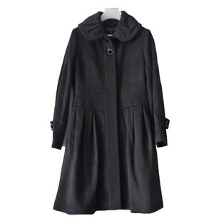 雅Y黑色羊毛呢绒大衣厚中长款 女装 冬季 大5码 nJx 2025韩版 专柜正品