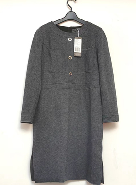宝。丝。LU羊毛连衣裙女2025春秋冬厚款加大码深灰色加大码特价