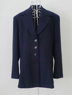 剪标样衣CA专柜长袖中长款西装深蓝色中老年女装L大码春秋13