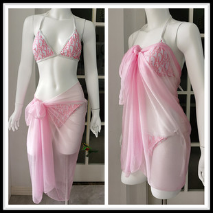 独家纯色沙滩比基尼外搭泳衣纱笼遮羞遮肚显瘦bikini纱裙披纱女夏