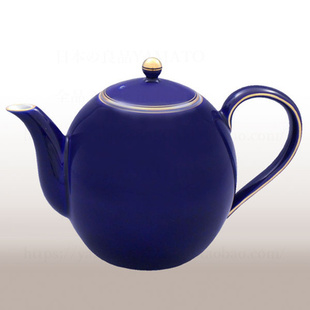 日本香蘭社琉璃蓝色描金圆形茶壶水具高端精美礼品优惠现货