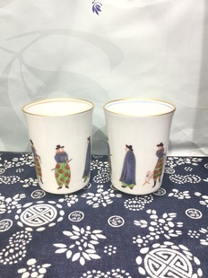 香蘭社茶水杯奶杯荷兰陀人款陶瓷对杯男女款甩卖家用国庆创意礼品