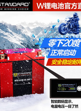 美国W锂电池摩托车电瓶12V适用小忍者 CBR650 R1200GS R6R1蓄电池