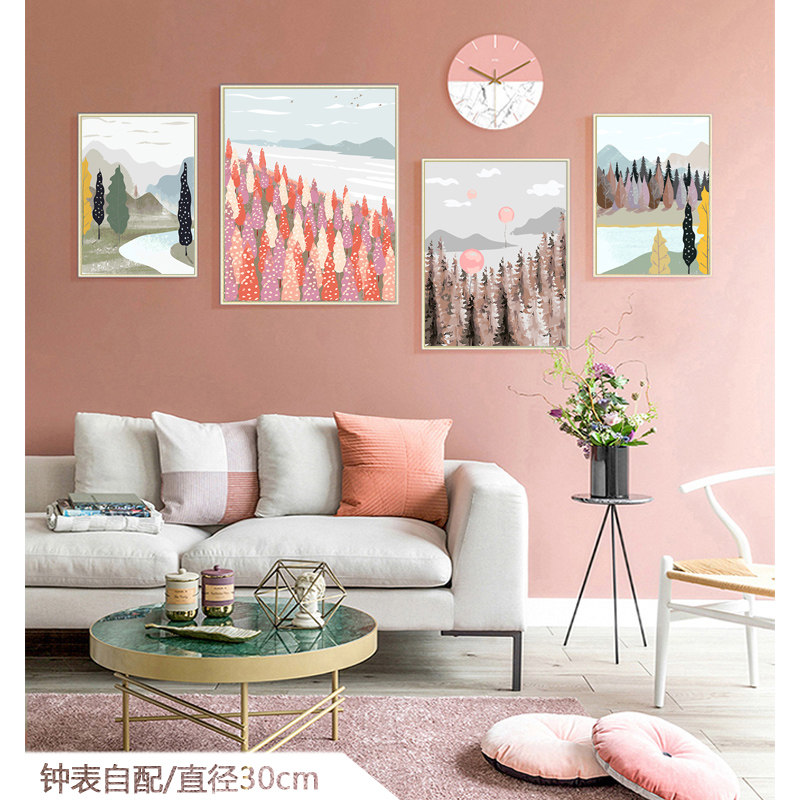 北欧客厅插画风景数字油彩画diy填充油彩画装饰画现代小清新ins风