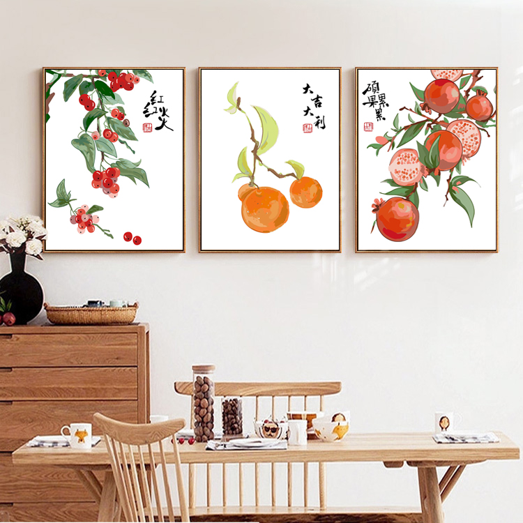 吉祥水果DIY填色数字油画现代简约新中式客餐厅卧室好寓意装饰画图片