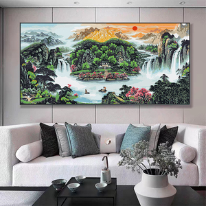 聚宝盆山水国画数字油画风水画