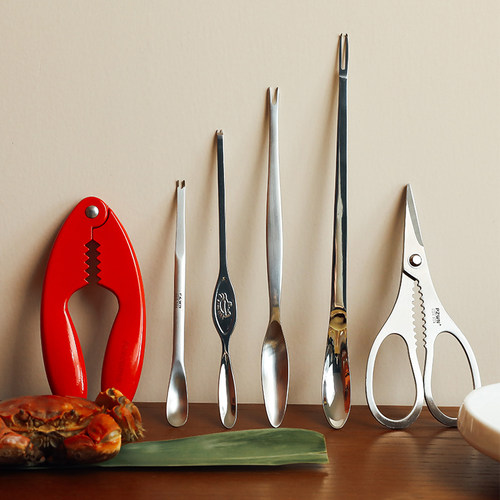 升级款不锈钢吃蟹工具蟹八件