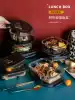 With rice high Peng silicon glass lunch box separation type office workers can microwave oven heating Japanese bento box fresh box small