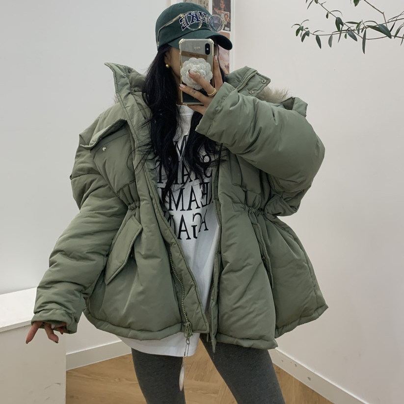 廓形加厚大毛领羽绒服女2025冬季新款韩版宽松90白鸭绒小个子保暖