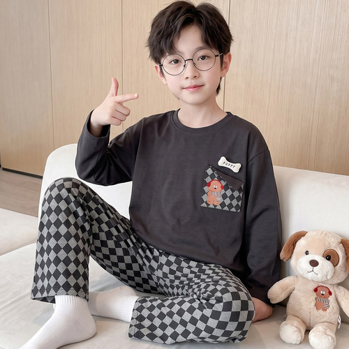 2026春秋季新款男童纯棉睡衣套装