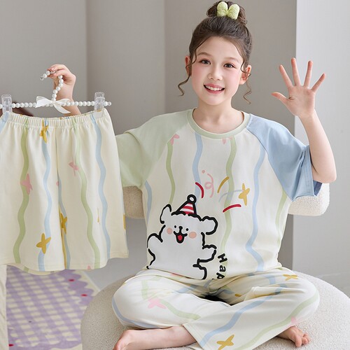 2026新款春夏季女童睡衣三件套