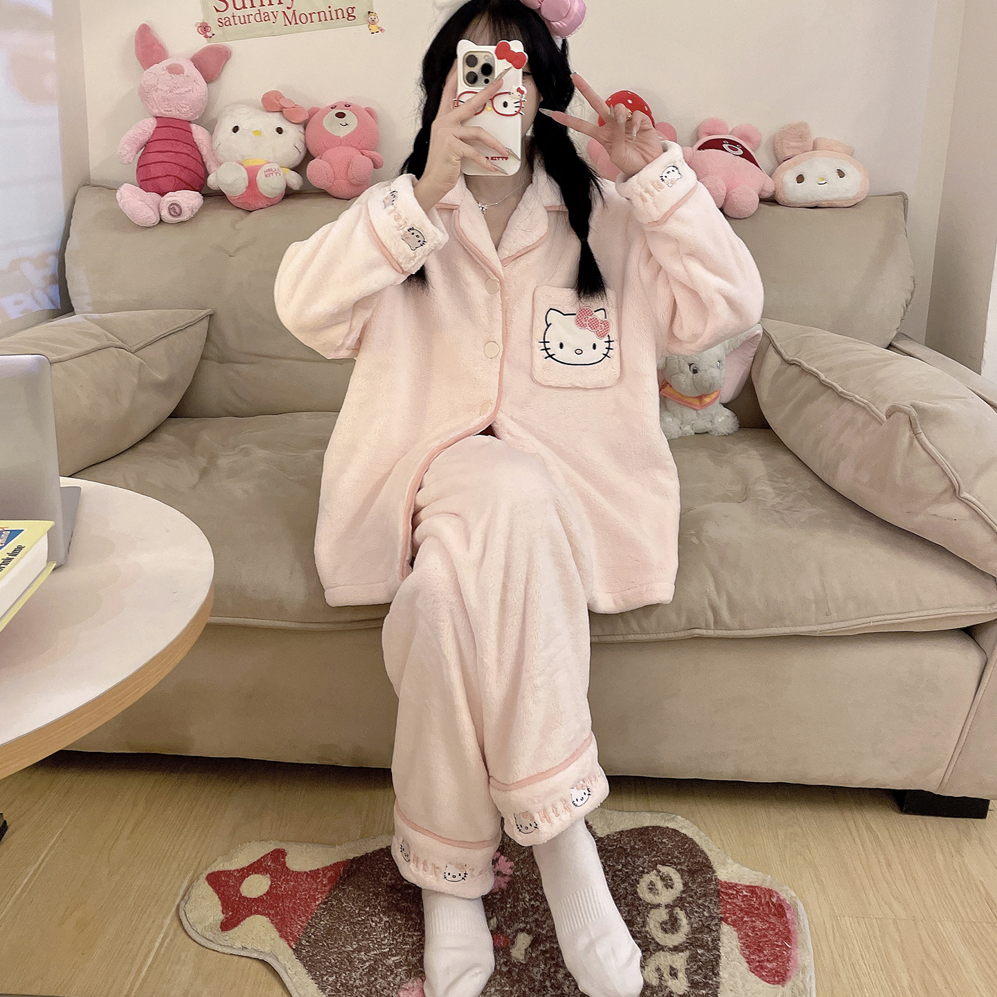 2025秋冬季珊瑚绒少女睡衣套装