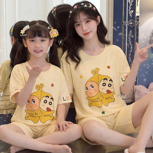2026新款纯棉母女短袖睡衣套装