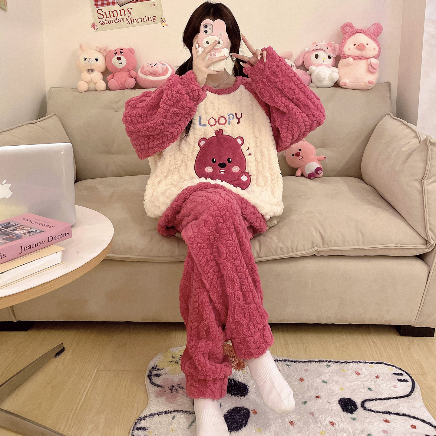 2025新款珊瑚绒大童女生睡衣套装