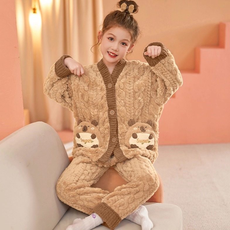 布丁狗珊瑚绒女童甜美卡通睡衣秋冬可爱法兰绒女孩大童家居服套装,童装/婴儿装/亲子装,家居服套装,淘宝优惠券,粉丝福利购,淘宝优惠卷