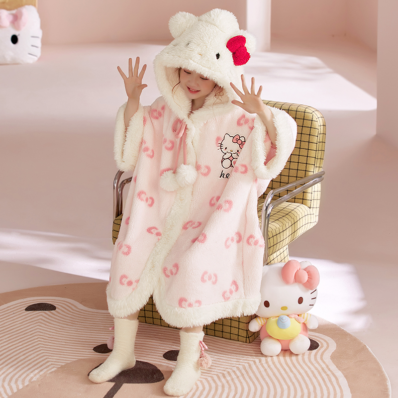 2025新款冬季珊瑚绒斗篷睡袍