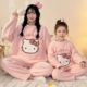 母女中大小童卡通家居服套装 法兰绒可爱亲子装 薄款 女童睡衣秋冬款