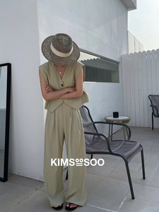 KlMSOOSOO套装简约V领坎肩袖西服马甲欧货气质显瘦百搭西装马夹