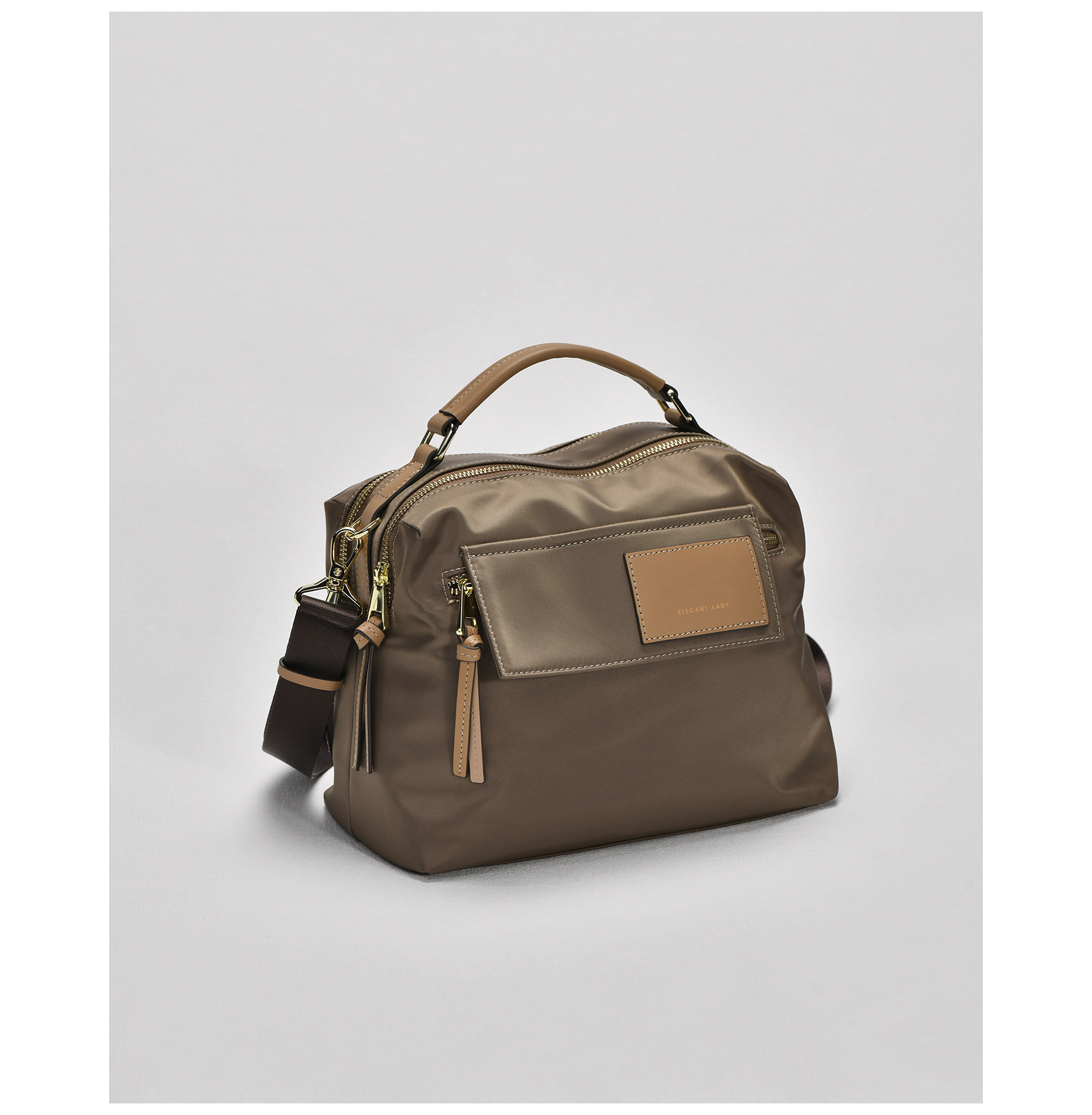 欧美风牛津布尼龙配牛皮通勤波斯顿邮差小方包女包手提单肩斜挎包