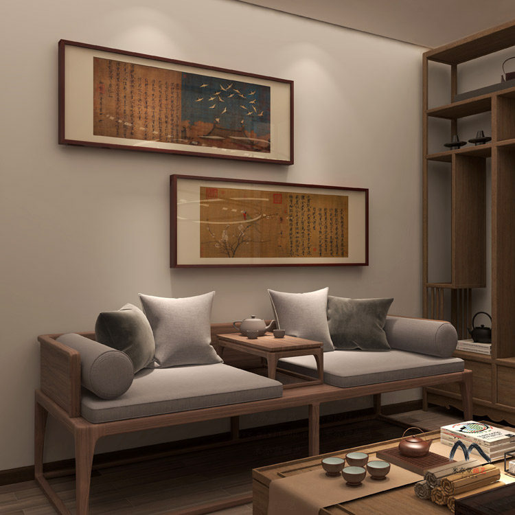 米亦堂x宋徽宗 五色鹦鹉图瘦金体字画新中式书房客厅餐厅玄关挂画