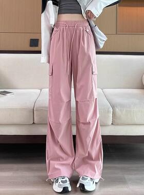 美式流行工装裤女秋冬hiphop复古口袋高腰显瘦宽松休闲风潮流长裤