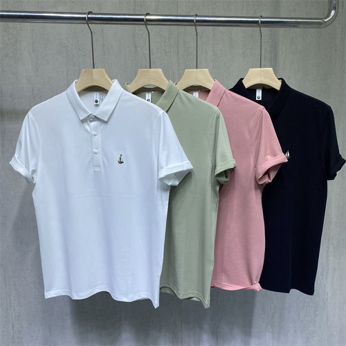 潮牌刺绣修身短袖POLO衫男透气