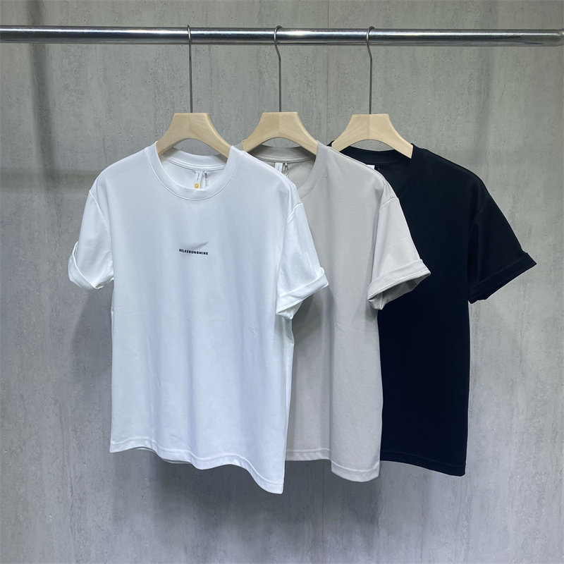 2026夏季新款简约字母印花圆领短袖T恤男韩版修身百搭潮流上衣t恤