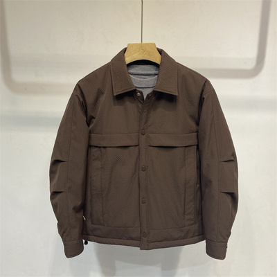 复古工装风翻领羽绒服男短款