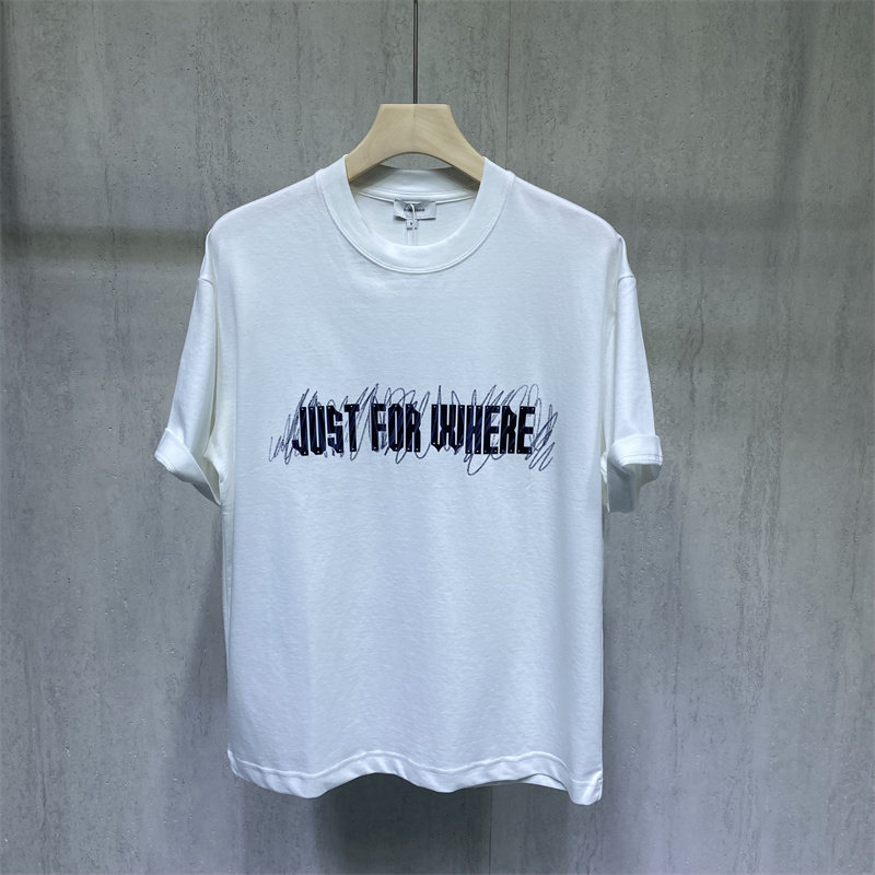 2026新款字母印花短袖T恤男宽松圆领白色潮流百搭上衣时尚质感潮