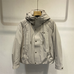 狄品冬季新款连帽羽绒服男短款宽松休闲保暖外套高级感潮流机能